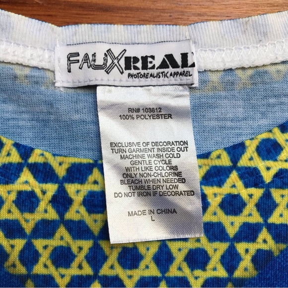 Faux Real Blue Gold Hanukkah Sweater, EUC, M/L - Picture 4 of 10
